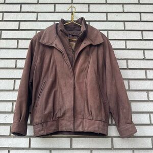 Vintage Georgetown Leather Design Brown Leather Bomber Jacket Men’s Medium